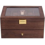20 Slots Wooden Case Watch Display Box for Men Women Glass Top Collection Box Jewelry Storage Organizer Holder Storage Gifts 11.41“ x 8.26 x 6.10 Walnut - BH8KWIDGP