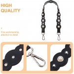 Amosfun Black PU Leather Purse Handles Pearl Bead Handbag Chain Strap Shoulder Bag Strap Replacement with Alloy Clasps Handbag Chain Belt Bag Making Accessories - B53J13H9C
