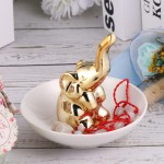 HEALLILY Elephant Ring Holder Ceramic Jewelry Storage Dish Plate Trinket Tray Decorative Jewelry Display Holder Stand Organizer for Rings Earrings Necklace Golden - B0Y9ILVSZ
