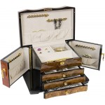Jewelry Chest African Bubinga Wood and Italian Elm Burl Inlay Lacquered Fully Lined Fully Locking JJB752 - BP4SY62GR