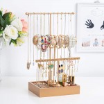 Jewelry Organizer Metal Basic Storage Box 3 Tier Jewelry Stand for Necklaces Bracelet Earrings Rings Gold - BH0FPVW44