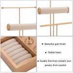 Jewelry Organizer Metal Basic Storage Box 3 Tier Jewelry Stand for Necklaces Bracelet Earrings Rings Gold - BH0FPVW44