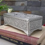 NeoMcc Vintage Jewelry Accessory Case Metal Craft Household Countertop Jewelry Storage Box European Retro Rectangular Exquisite Jewelry Box Jewelry Chests Color : Silver Size : 18.8X8.8X6.3CM - B5T60AWTX