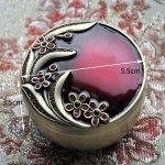 Slivy Crescent Vintage Jewelry Treasure Chest Box -Antique Plated Tin Zinc Alloy Trinket Case Engraved Earrings Necklace Ring Holder Keepsake Gift Box for Girls Women Red - BM7DETF90