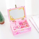 Suitcase Musical Jewelry Box for Girls Ballerina Music Box Kids Jewelry Boxes Pink Plastic Portable Music Storage Case with Mirror Handle for Little Girl's Gifts - BX675UYQ8