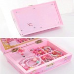 Suitcase Musical Jewelry Box for Girls Ballerina Music Box Kids Jewelry Boxes Pink Plastic Portable Music Storage Case with Mirror Handle for Little Girl's Gifts - BX675UYQ8