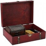 Zerodis Vintage Wood Box Decorative Wood Storage Trunk Card Box for Jewelry Tarot Cards Gifts Home Decoration - BQOAM5FRA