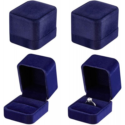 4 Pieces Velvet Ring Gift Boxes Set Earring Pendant Jewelry Case Jewellry Display Box for Wedding Engagement,Proposal Birthday and Anniversary Blue - BCD3OA152