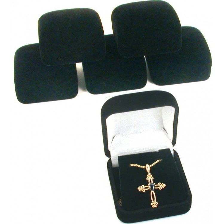 6 Black Flocked Earring Pendant Jewelry Gift Boxes - BZ9CP5YUF