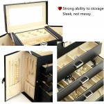 AKOZLIN 6 Layer Jewelry Box Organizer Functional Huge Lockable Leather Jewelry Storage Case with 5 Drawers for Women Girls Ring Necklace Earring Bracelet Holder - BE9R7LDHG