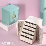 AOSIFIEL Jewelry Boxes Organizers Case Large Stand up with 5 Drawers Gift for Women Teen Girls Kids Big Jewelry Case Holder Faux Leather Jewelry Storage Chest Necklaces,Bracelets,Earring,Ring,Watches Storage Organizers boxes - B94NNAXMJ