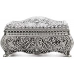 AVESON Rectangle Antique Metal Jewelry Box Trinket Storage Organizer Gift Box Chest Ring Case with Floral Engraved for Girls Ladies Women Medium - B3ME0IZ1F