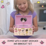 Ballerina Jewelry Box for Girls Musical Glow-In-The-Dark Little Girls Jewelry Box Gift Kids Jewelry Box Organizer with Drawer and Heart Necklace and Bracelet Set Cute Music Boxes for Girls - BM4CQMC7B