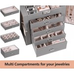 BEWISHOME Large Jewelry Box 5 Tier Jewelry Organizer with Lock Mirror for Women Girls Jewelry Boxes for Necklace Rings Earrings Watches Grey SSH79H - BAZRPBFK0