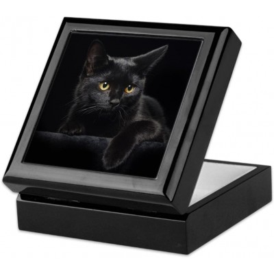 CafePress Black Cat Keepsake Box Finished Hardwood Jewelry Box Velvet Lined Memento Box - BDNFPPLEF