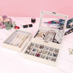 Celosia Stackable Jewelry Organizer Box Leather Jewelry Boxes for women 3 Layer Storage Case With Glass Display for Drawer Dresser Jewel Holder for Necklaces Earrings Rings Bracelets Gift Idea - BFCOZDW0Y