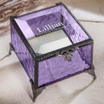 First Communion Gift Personalized Jewelry Keepsake Box for Girl Engraved Purple Stained Glass J Devlin Box 836 EB218-2 - BPGSALK3W