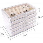 Frebeauty Extra Large Acrylic Jewelry Box for Women 5 Layers Clear Jewelry Organizer Velvet Earring Box with 5 Drawers Rings Display Case Necklaces Holder Tray for Women Girls Beige - BD2ZJ6J4C