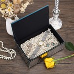 Hipiwe Luxury Glass Jewelry Box with Pearls Decor Lid Mirrored Trinket Organizer Keepsake Box for Rings Earrings Necklace Bracelet Storage Gift for Women Girls - BTIG5II9Y
