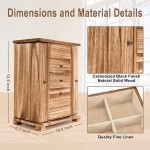 Honiway Jewelry Box for Women with 6 Compartments and Mirror Rustic Wooden Jewelry Organizer Box for Necklace Bracelet Earring Ring Carbonized Black - B9I0D5QGC