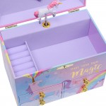Jewelkeeper Cotton Candy Unicorn Large Musical Jewelry Storage Box with 4 Pull-out Drawers Girl's Musical Jewelry Box Over the Rainbow Tune - B9M6RS96A
