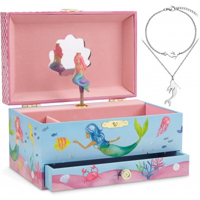 Jewelkeeper Mermaid Music Box & Little Girls Jewelry Set 3 Mermaid Gifts for Girls - BLX1MGNG5