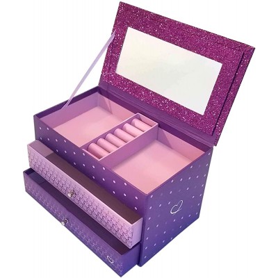 Jewelry Box for Girls Pink and Purple Sparkles with Hearts and Pink Trim Purple Sparkle - BV2WC96BG