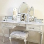 Jewelry Box Made of Solid Wood with 4 Drawers Organizer and Built-in Necklace Carousel and Large Mirror White - BOBR4B8GD