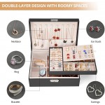 Jewelry Boxes for Women Girls 2 Layers Jewelry Organizer Box leather Jewelry Case with Lock Jewelry Storage Box Removable Tray for Necklace Earring Ring with Polishing Cloth and 5 PCS Jewelry Bags - BGZHW4E5V
