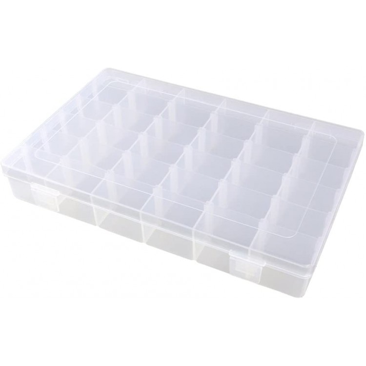KLOUD City Jewelry Box Organizer Storage Container with Adjustable Dividers 36 Grids Clear Plastic - BH2M83IGK