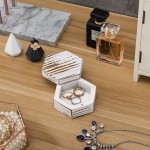 MyGift Whitewash Wood Ring Box for Wedding Ceremony Small Trinket Jewelry Box - B78A18EPW