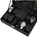 Oyydecor Jewelry Box Watch Box Organizer 8-Slot Storage Watch Organizer Case Jewelry Display Case Organizer with Mirror Black - B4J284PPK