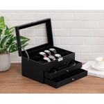 Oyydecor Jewelry Box Watch Box PU Leather Case Organizer Wooden Storage Organizer for Storage and Display Men's & Women's Gift Business 3layers-Black - BPPXOQVY5