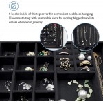 ProCase Jewelry Box Organizer for Women Girls Two Layer Jewelry Display Storage Holder Case for Necklace Earrings Bracelets Rings Watches -Black - BUJSAVTUL