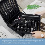 ProCase Jewelry Box Organizer for Women Girls Two Layer Jewelry Display Storage Holder Case for Necklace Earrings Bracelets Rings Watches -Black - BUJSAVTUL
