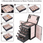 ProCase Large Jewelry Organizer Box for Women Girls 6 Layers Storage Display Holder Case with Drawers and Dividers for Earrings Necklaces Rings Bracelets Watches -Black - B9OILQ8XD