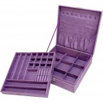 Sodynee Purple Two-Layer Lint Jewelry Box Organizer Display Storage Case with Lock - B3BOAN5B1