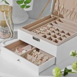 SONGMICS Jewelry Box 3 Layers Jewelry Organizer with Removable Tray Drawer for Necklaces Earrings Rings White UJBC241WT - B0YBF7PKA