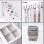 SONGMICS Wooden Jewelry Box Large Organizer with Clear Acrylic Doors and 4 Drawers White UJOW57W - BFGLLGWL4