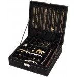 Two Layer Black Jewelry Box Organizer with Lock and Key Display Case with Removable Tray 10.5 x 10.5 inch - B66Q52C3D