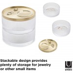 Umbra Tesora Jewelry Organizer Two-Tier Storage Box with Removable Lid Glass Brass - BANSREIMI