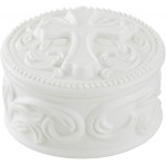 White Porcelain Cross Rosary Jewelry Box 2 3 4 Inch - BFJ8TOO8D