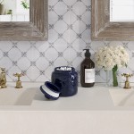 Barnyard Designs Ceramic Bathroom Canister Apothecary Jar with Lid Qtip Holder Bathroom Set Cotton Ball Holder Jar for Bathroom Storage Decorative Bathroom Jar with Lid Spa Decor 5x6 Blue - B3SCJEXL2