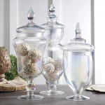 Classic Home Kit Set Of 3 Luster Iridescent Glass Apothecary Jars Elegant Storage Jars Decorative Spa Wedding Candy Organizer Buffet Containers Home Decor Vase Organizers - BAUSDWSPG