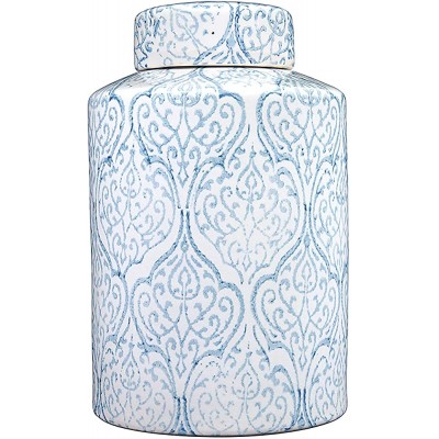 Creative Co-Op Blue & White Decorative Ginger Jar with Lid - B04AYM9KC