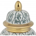 Dahlia Studios Palm Tree White and Green 10 1 2 H Decorative Jar with Lid - BKHP6XJK7