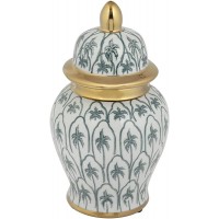 Dahlia Studios Palm Tree White and Green 10 1 2" H Decorative Jar with Lid - BKHP6XJK7