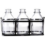 Diamond Star Mason Jar Flower Vases Decorative Glass Bottles Set with Metal Basket Set of 3 Jars 7.5 L X 2.5 W X 4.5 H - BYTT2QXOU
