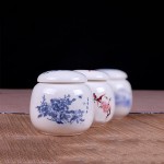 Elegant 2 Small Decorative Jars Ceramic Vintage Bottles Porcelain With Lid Flower Pattern 5 ounce Capacity each - BUSM5C887