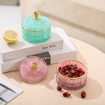 EVEREST GLOBAL Glass Jewelry Jar Cube Facets Candy Storage Bowl with Lid Sugar Cans Kitchen Bath - BUJ3OOVGA